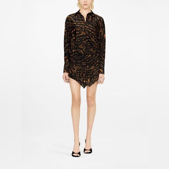 NWT The Attico Mini Black Shirt Dress Tiger Abstract Patterned 970€ Size S - Picture 3 of 17